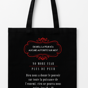 Tote bag NO MORE Fear – En Dieu, la peur n’a aucune autorité sur moi.