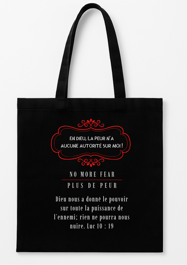 Tote bag NO MORE Fear – En Dieu, la peur n’a aucune autorité sur moi.